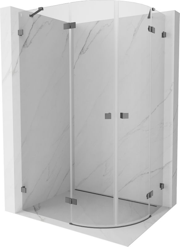 Kabina prysznicowa Mexen Lunar półokrągła uchylna lewa 100 x 70 cm transparent gun metal 1 szt.