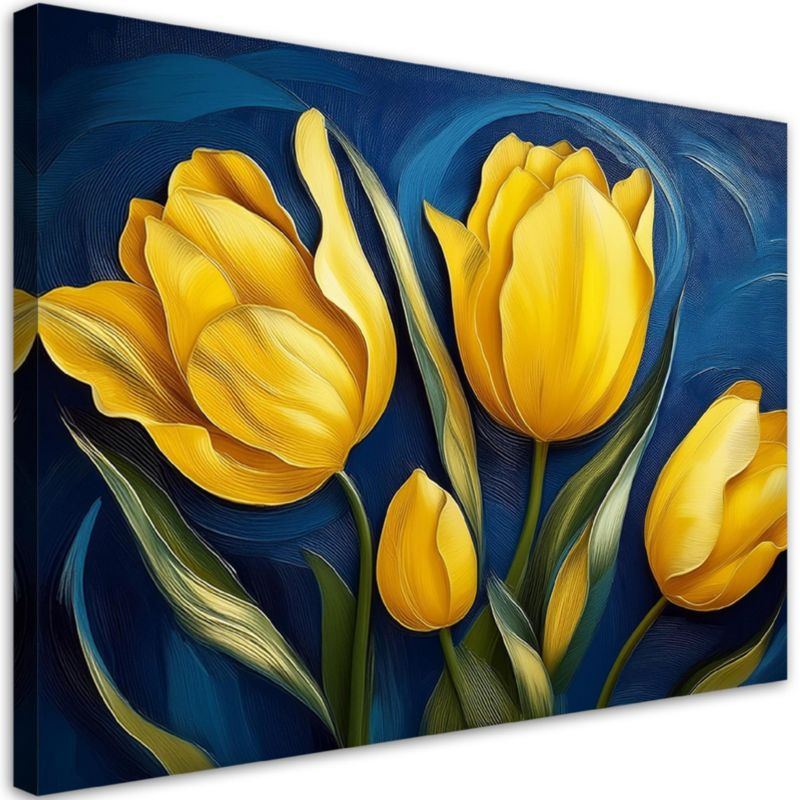 Obraz do salonu sypialni Feeby Żółte Tulipany Natura Kwiaty 100x70 cm 1szt