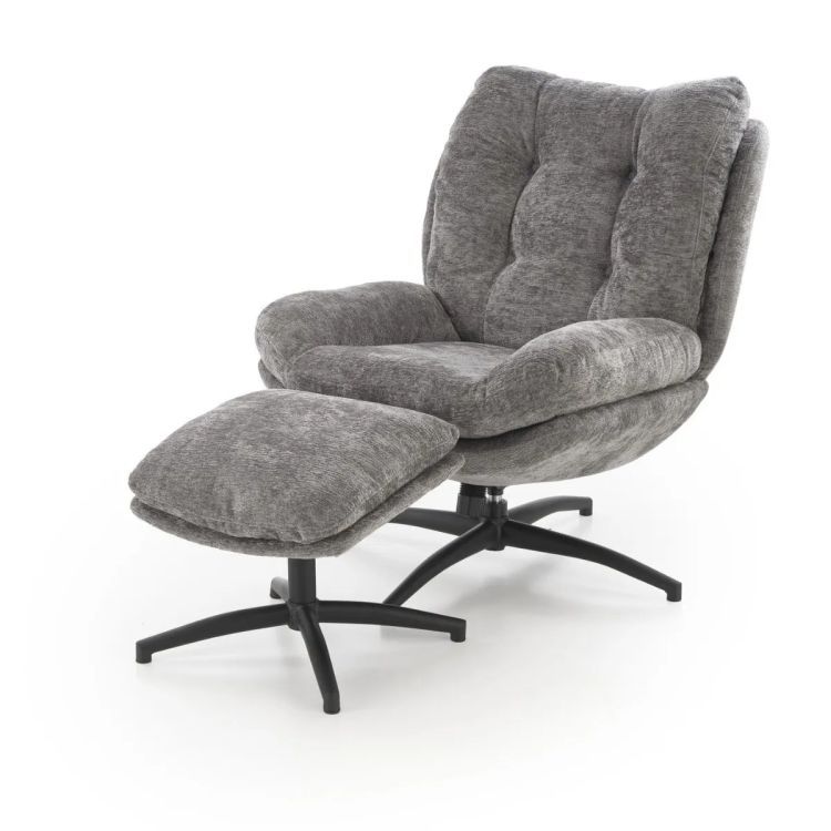Fotel Halmar tapicerowany PESTO szary obrotowy z podnóżkiem 1 szt
