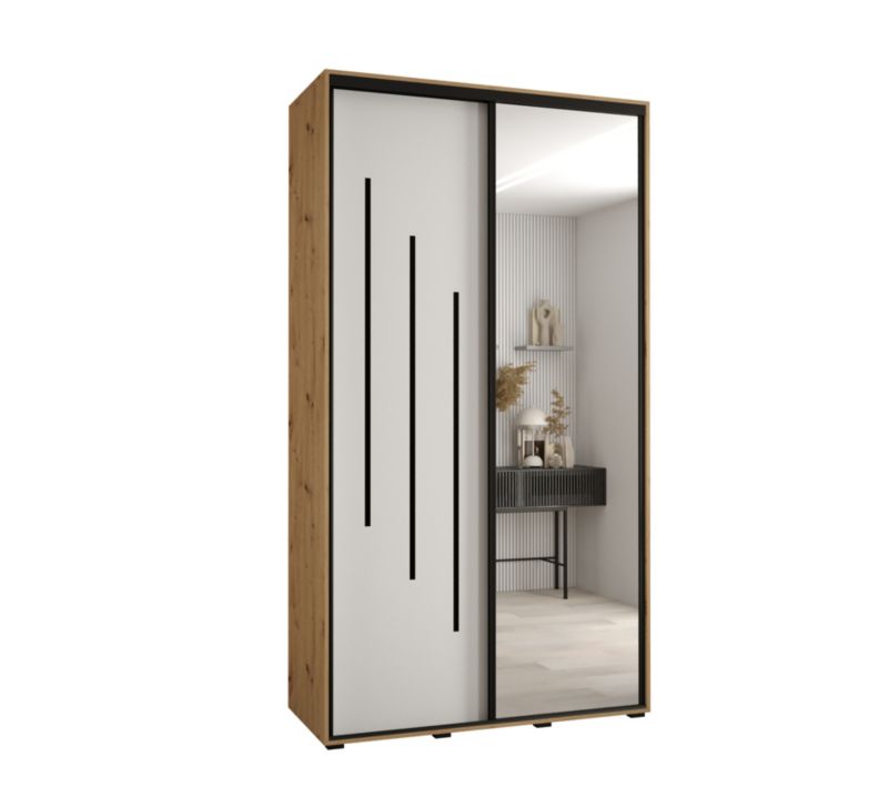 Szafa przesuwna Abiks DAVOS 9 wysoka szer.140cm gł.60cm artisan/biały/czarny 1szt.