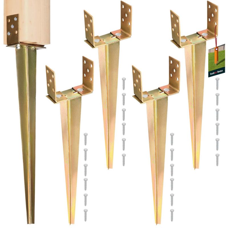 Podstaw słupa KOTARBAU regulowana wbijana do gruntu złota 0-160 mm 4 szt.