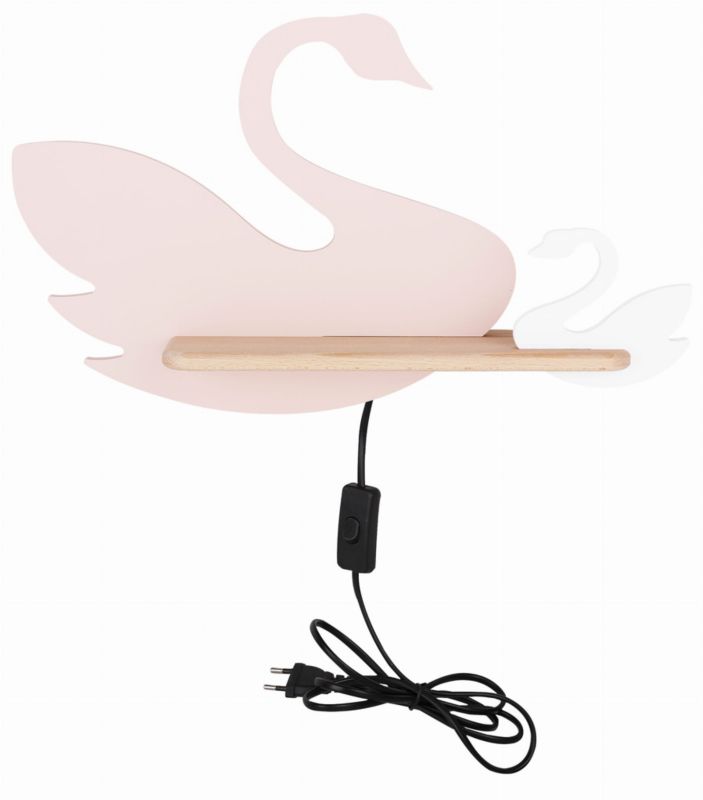 Kinkiet ścienny Candellux Swan różowo-biały-jasne drewno do pokoju dziecka LED 5W 4000K IP20 wym: 27 x 44 x 12 cm - 1 szt.