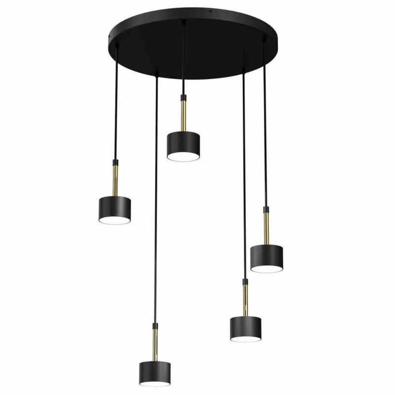 Lampa sufitowa wisząca Milagro Arena 7632 czarna-mosiądz szerokość 44 cm 5xGX53 x 40W 1 szt.