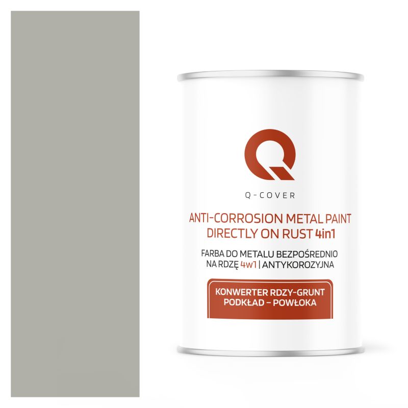 Farba do Metalu Prosto na Rdzę 4w1 Q-Cover Szary agatowy RAL7038 Wysoki Połysk 1L