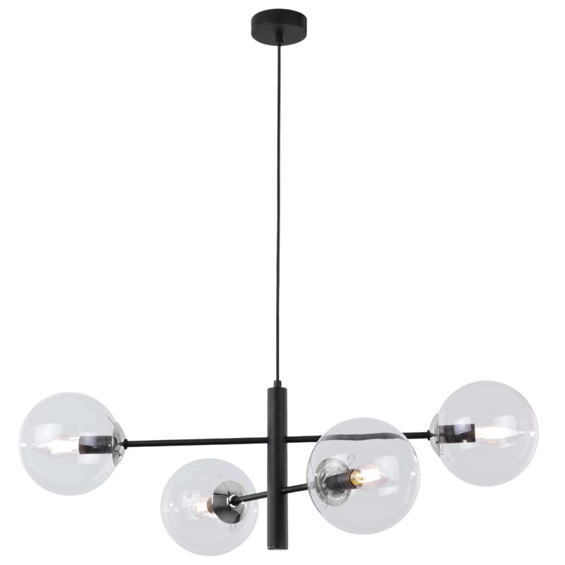 Lampa sufitowa wisząca Light Home LH Siena 4x E14 40W czarny/chrom klosz bezbarwny 1szt.