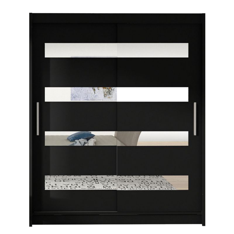 Szafa MIRJAN 24 z drzwiami przesuwnymi Presto XIII czarny/lustro 1 szt.