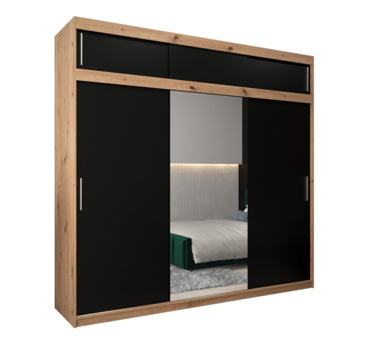 Szafa przesuwna Garderoba Abiks Tokyo 1 250 artisan + czarny z nadstawką 1 szt.