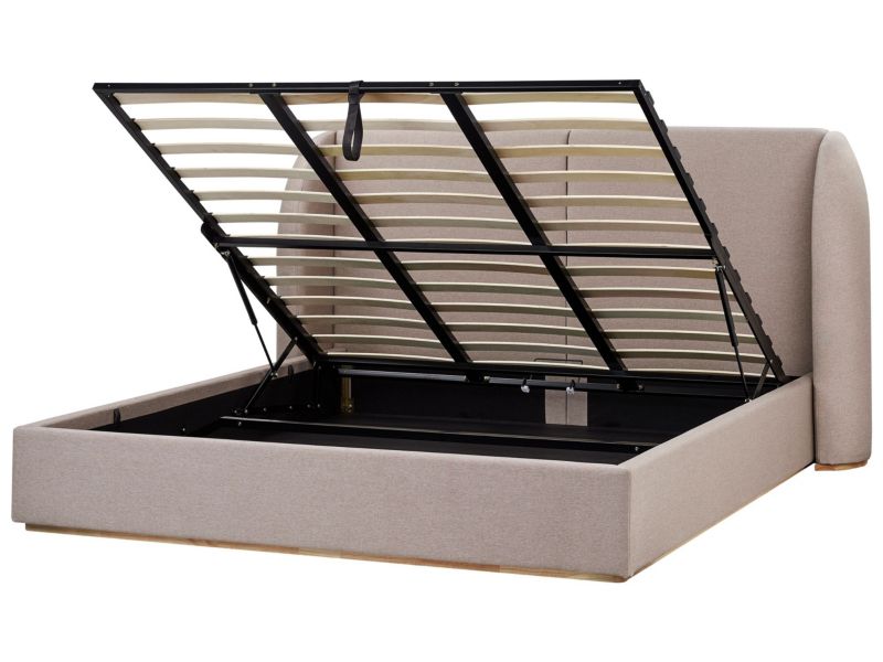 Łóżko z pojemnikiem Monestier 180 x 200 cm Beżowoszary 1 szt.