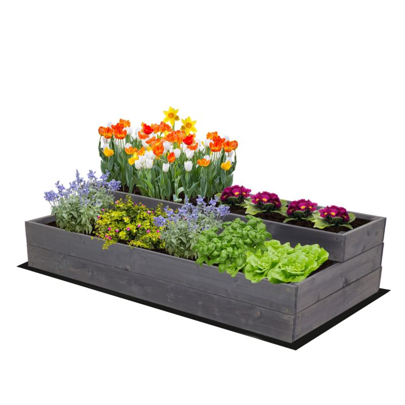 Skrzynia na warzywa MODO24 warzywnik szeroka 27x117x63 cm szara impregnacja 1 szt.