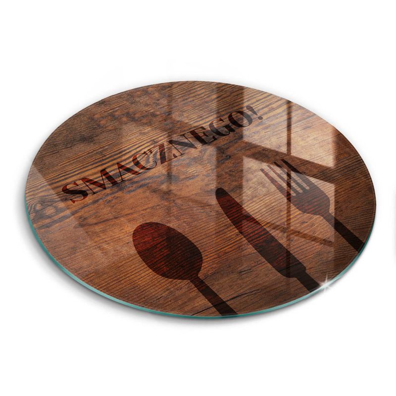Szklana deska do krojenia Wallfluent fi40 cm Motyw: Smacznego 1 szt.