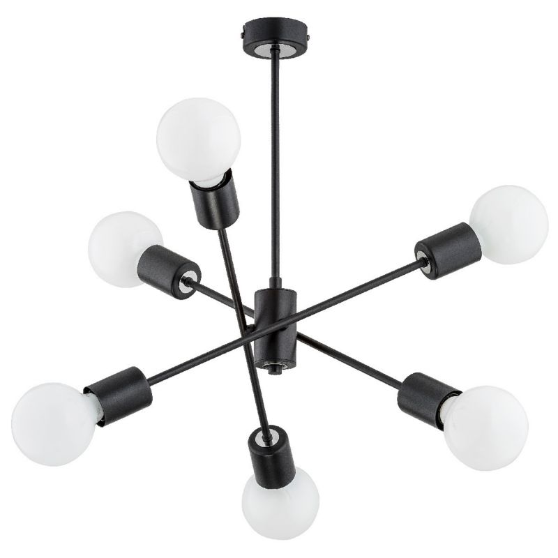 Lampa wisząca Alfa Madi czarna wym: 50 x 46 x 46 cm 6xE27 x 15W 1 szt.