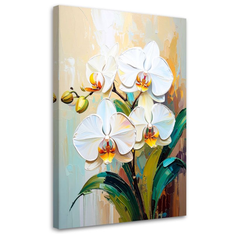 Obraz nowoczesny do salonu sypialni Feeby Białe Orchidee Kwiaty 70x100cm 1szt