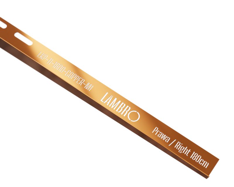 Listwa brodzikowa krawędziowa spadkowa Lambro miedziany połysk 180 cm prawa 1 szt.