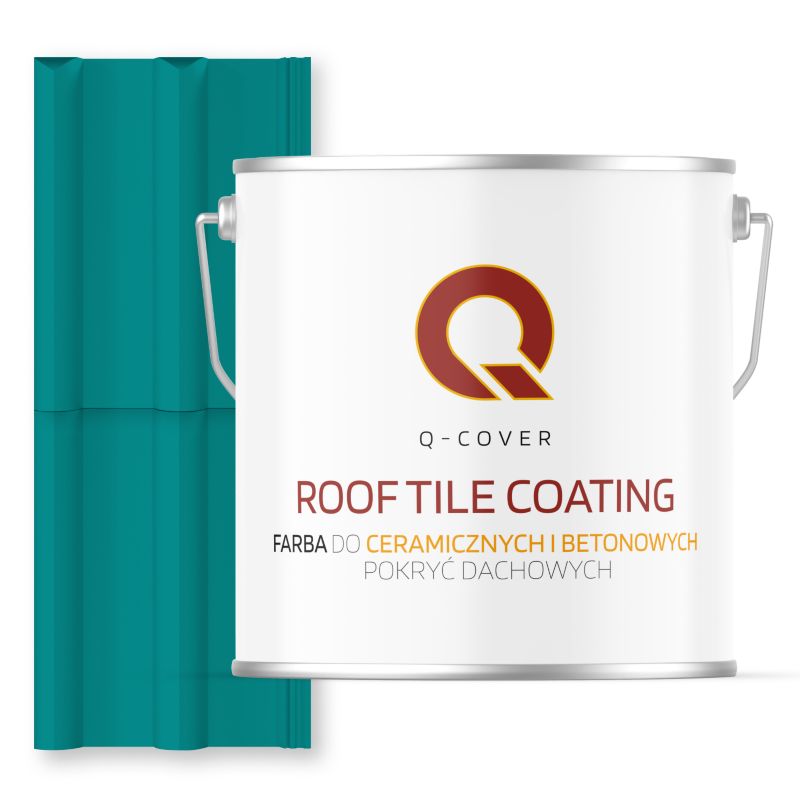 Farba do Dachów Ceramicznych i Betonowych Pokryć Dachowych Q-Cover Niebieski turkusowy RAL5018 Satyna 5L