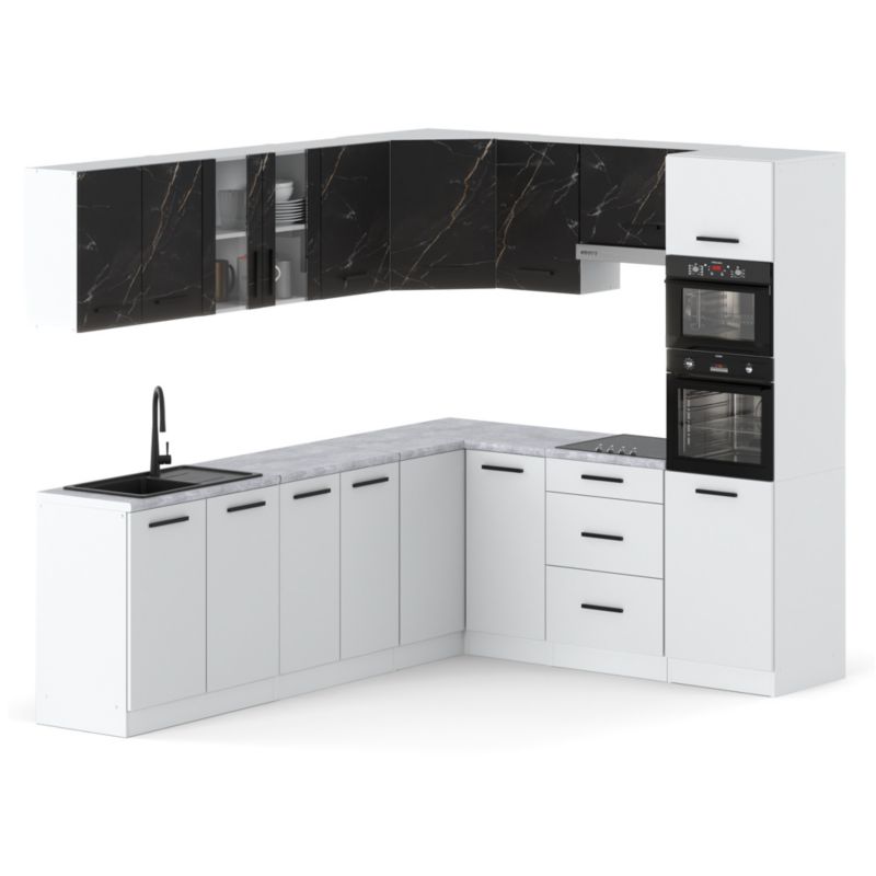 Zestaw Kuchenny Hurtownia-Mebli Z Blatem Kuchnia Marra Narozna 460cm Biały Mat San Sebastian/Biały Mat 460x47x145 cm 1szt.