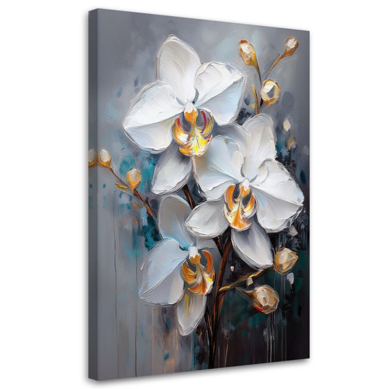 Obraz na płótnie Feeby Biały Storczyk Kwiaty Glamour 70x100cm 1szt