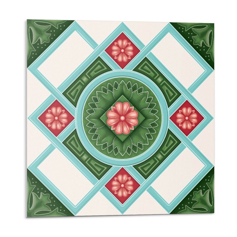 Kafelki samoprzylepne Wallfluent 30x30 cm Romby z kwiatowym akcentem 9 szt.