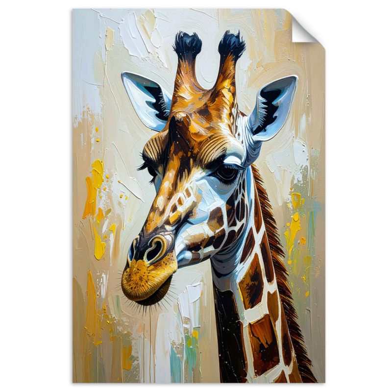 Plakaty samoprzylepne do salonu sypialni Feeby Żyrafa imitacja farby olejnej 100x150cm 1szt