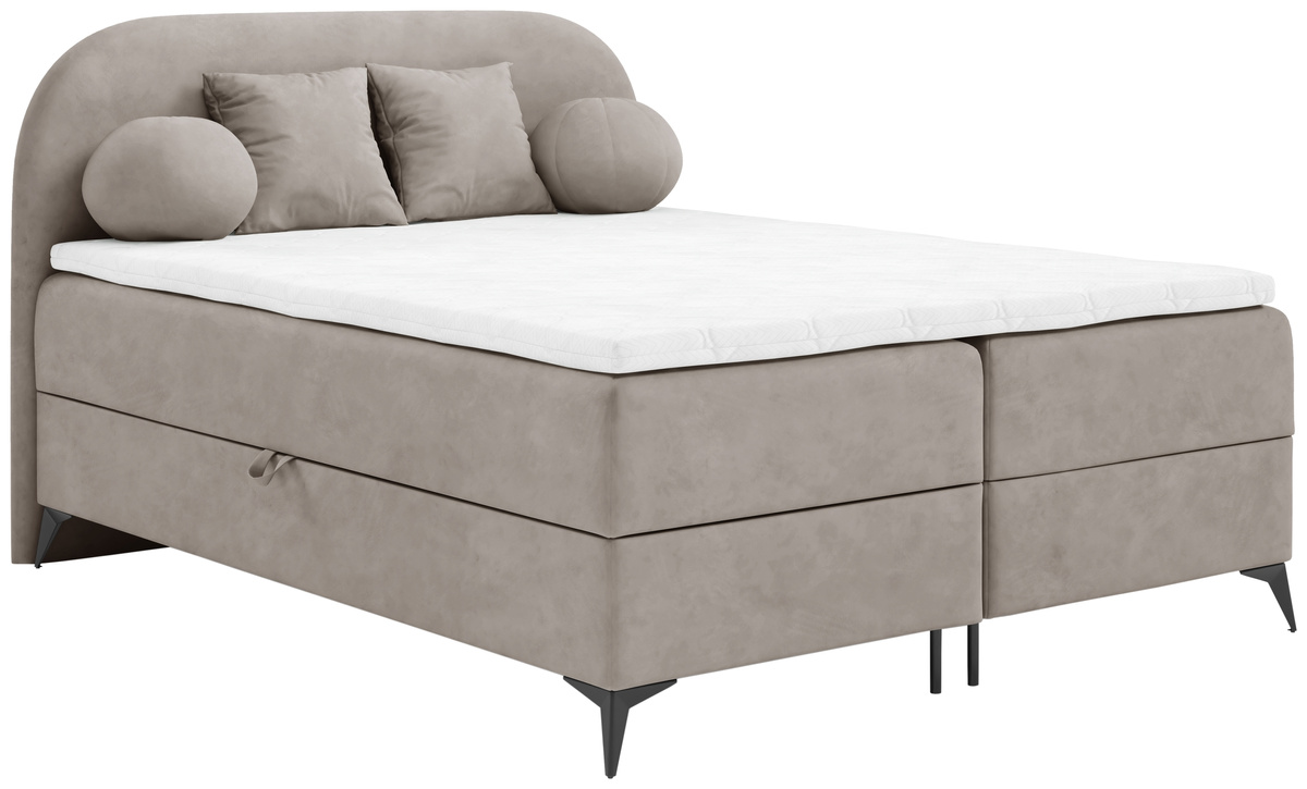 Beżowe tapicerowane łóżko 180x200 cm do sypialni dwuosobowe SERENO