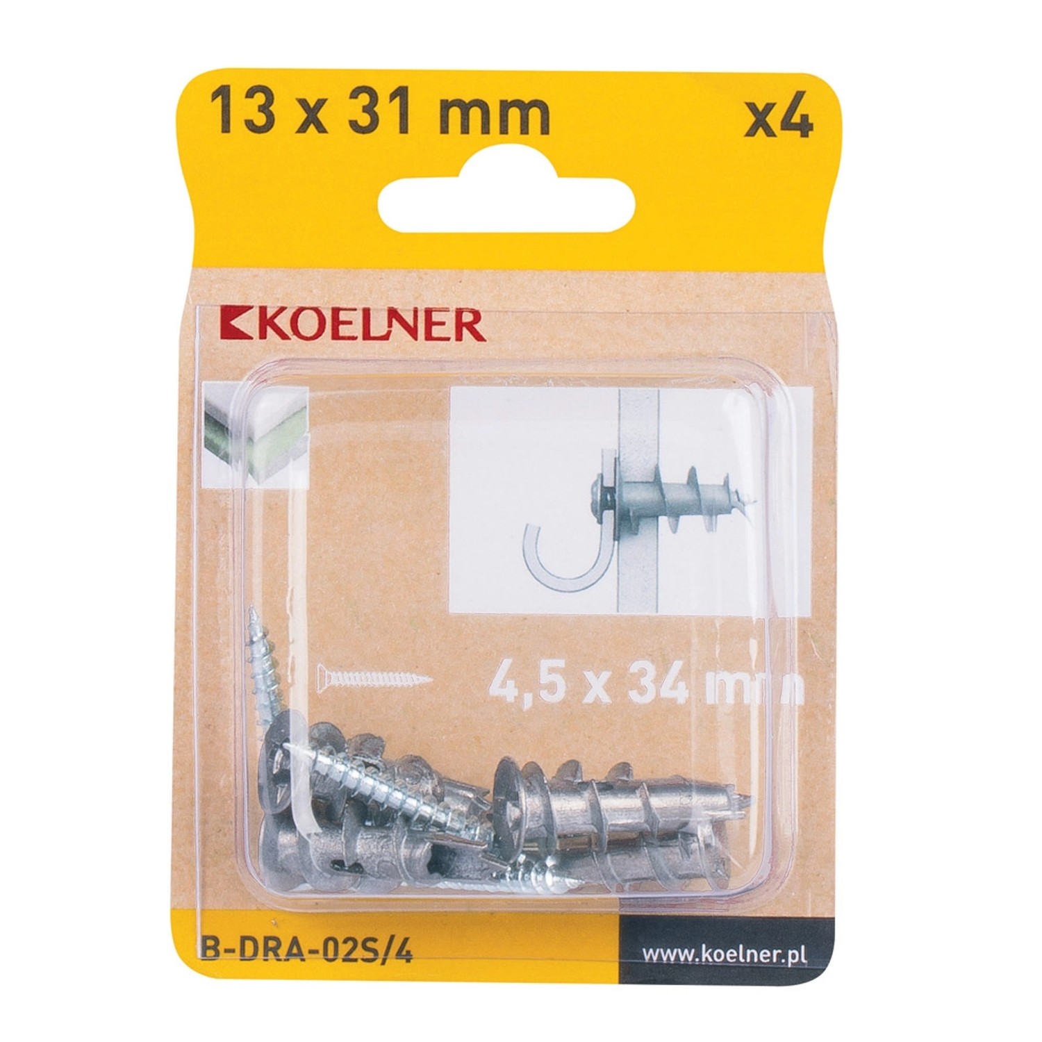 Rawlplug Kołek driva metal 13x31mm wkręt PH 4szt.