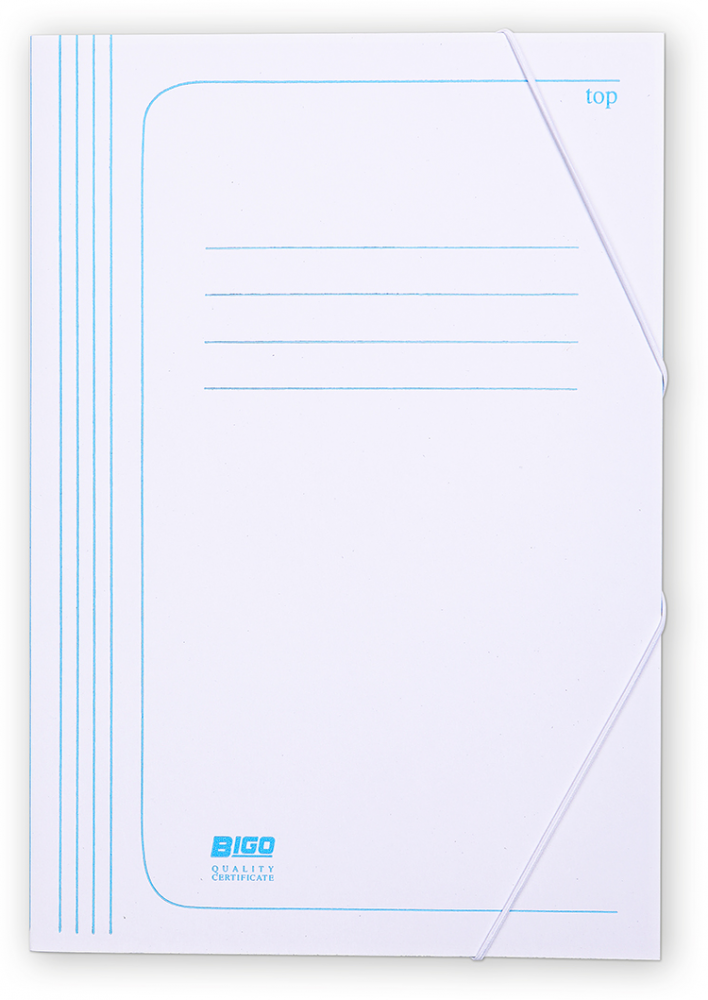 Teczka z gumką Bigo, A4, kartonowa, 350g/m2, 35mm, biały