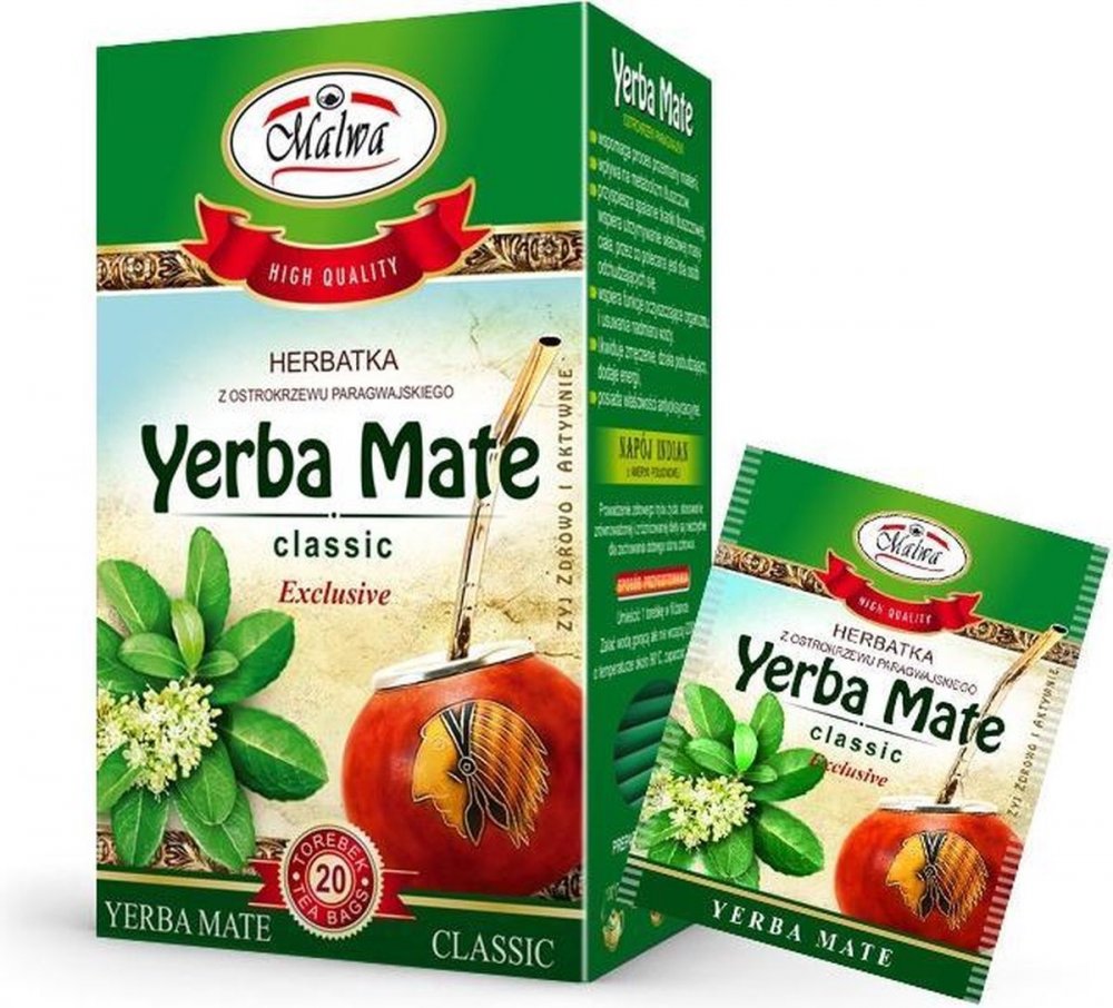 Herbata Yerba Mate w kopertach Malwa, classic, 20 sztuk x 2g