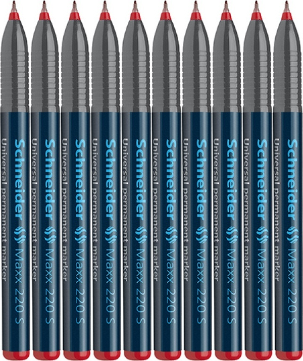 10x Foliopis permanentny Schneider Maxx 220, okrągła, S, 0.4 mm, czerwony