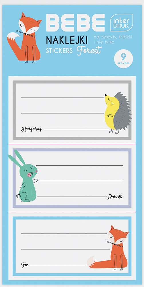 Naklejki na zeszyty BEBE Friends, 9 sztuk, mix wzorów