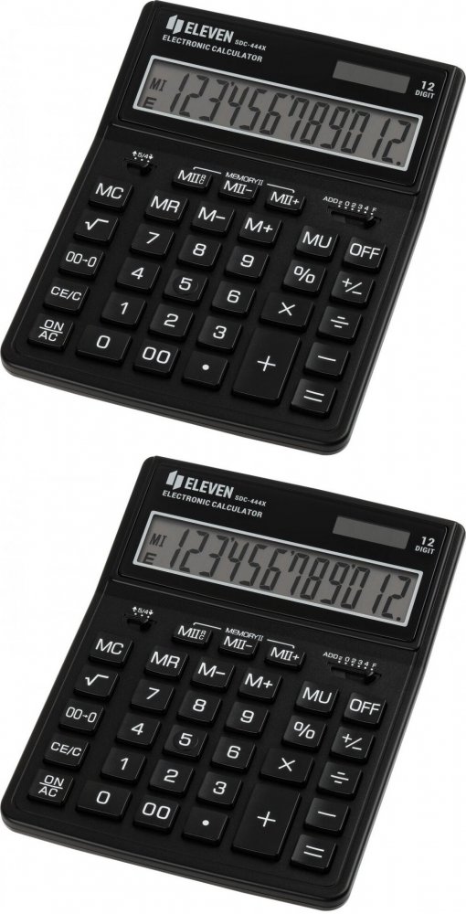 2x Kalkulator biurowy Eleven SDC-444XRBK, 12 cyfr, czarny perłowy