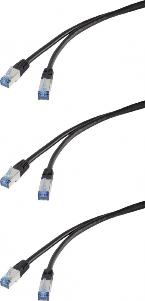 3x Kabel internetowy/patchcord LogiLink CAT.6A S/FTP PVC + PE, 10 m, czarny