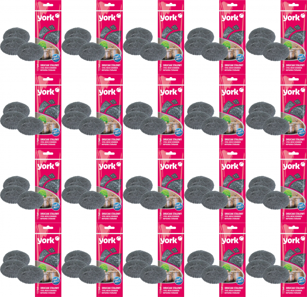 20x Druciak stalowy York, 3 sztuki, srebrny