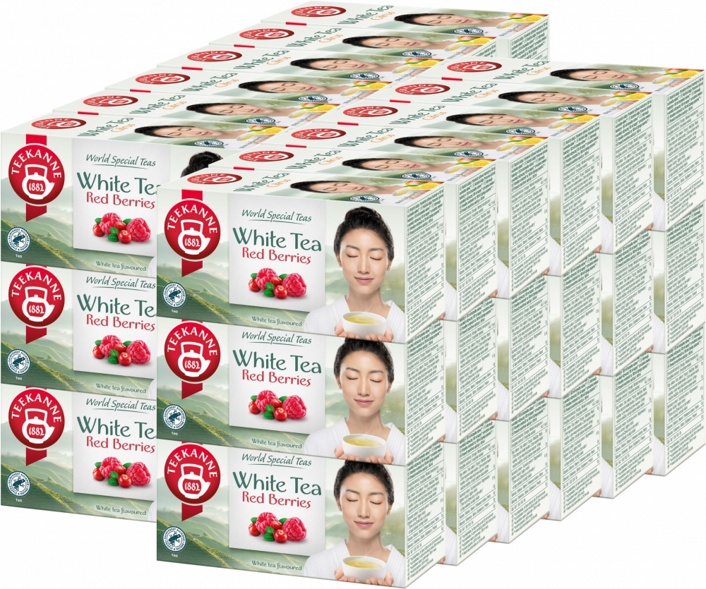 36x Herbata biała smakowa w kopertach Teekanne White Tea Red Berries, żurawina & malina, 20 sztuk x 1.25g