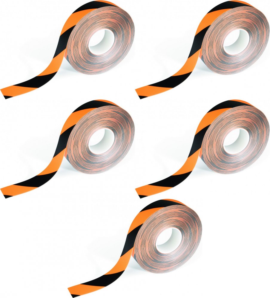 5x Taśma ostrzegawcza podłogowa Durable Duraline, 50mmx15m, odklejalna, żółto-czarny