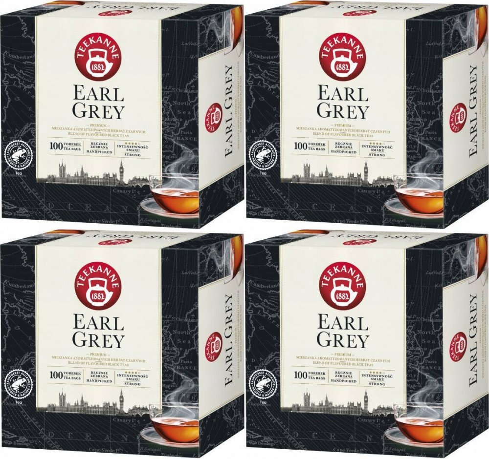 4x Herbata Earl Grey w torebkach Teekanne, 100 sztuk x 1.65g