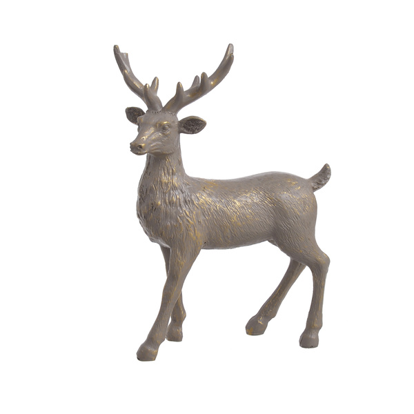 Jeleń ceramiczny szaro-złoty