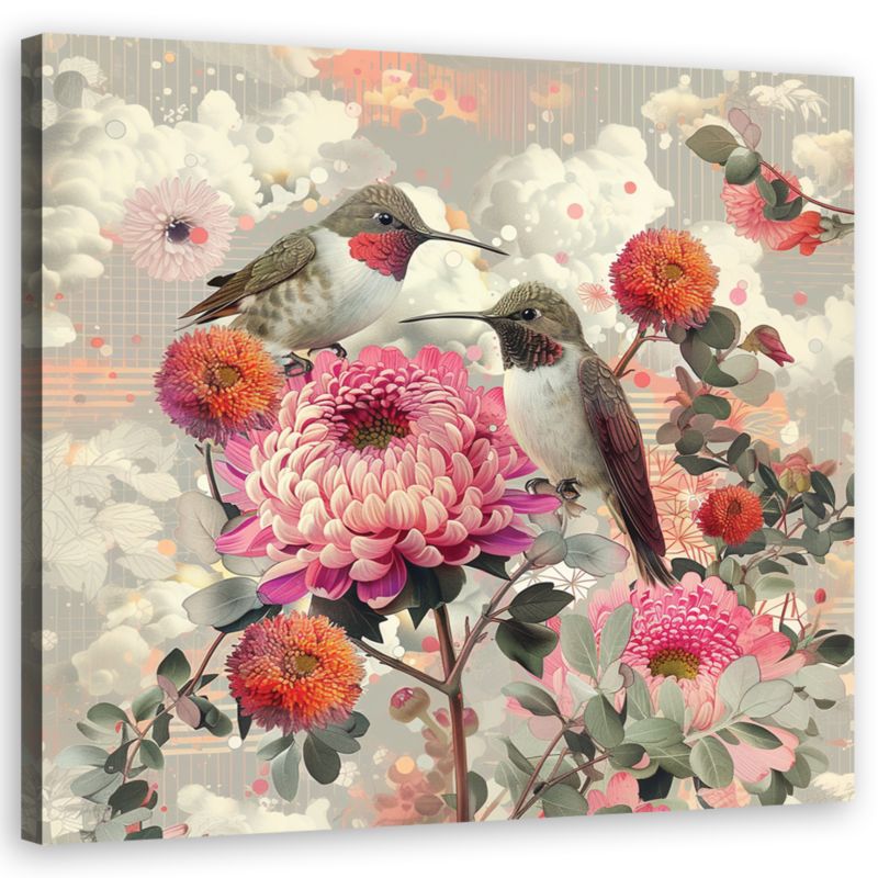 Obraz do salonu sypialni Feeby Zwierzęta Ptaki Kwiaty 30x30 cm 1szt