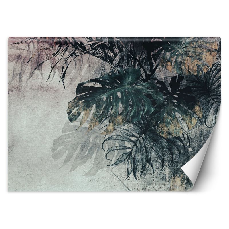 Fototapeta Feeby Monstera 3D Liście Zieleń Złoto 350x245 1 szt