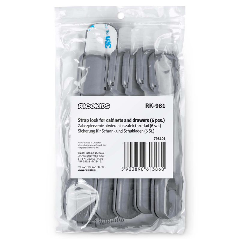 Zabezpieczenie blokada szafek Ricokids szuflad drzwi mebli przed dziećmi 6szt.