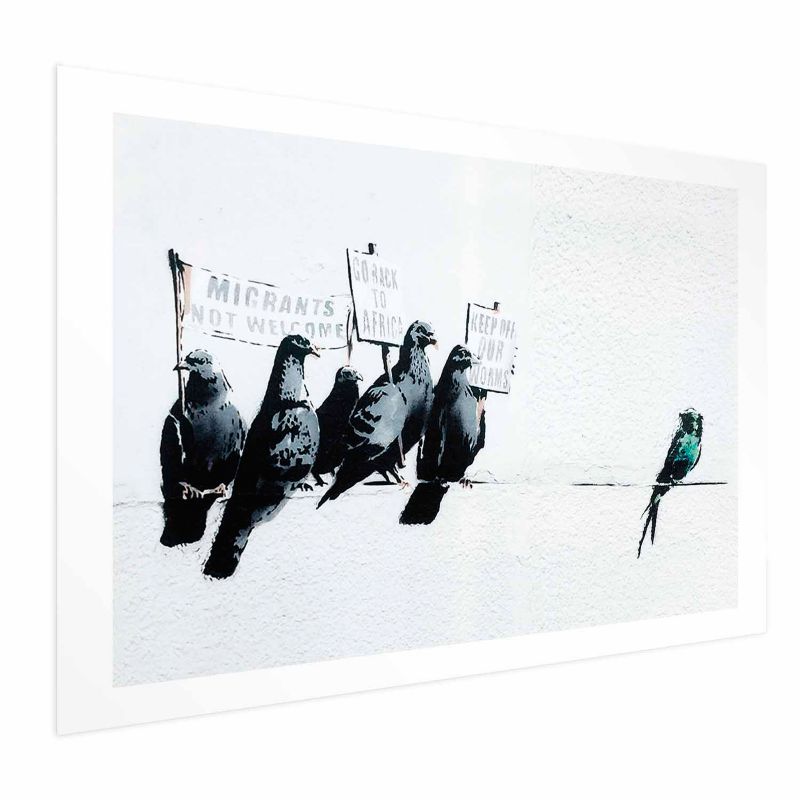 Plakat Artgeist Ksenofobiczne gołębie 90x60 cm bez ramy z marginesem 1 szt