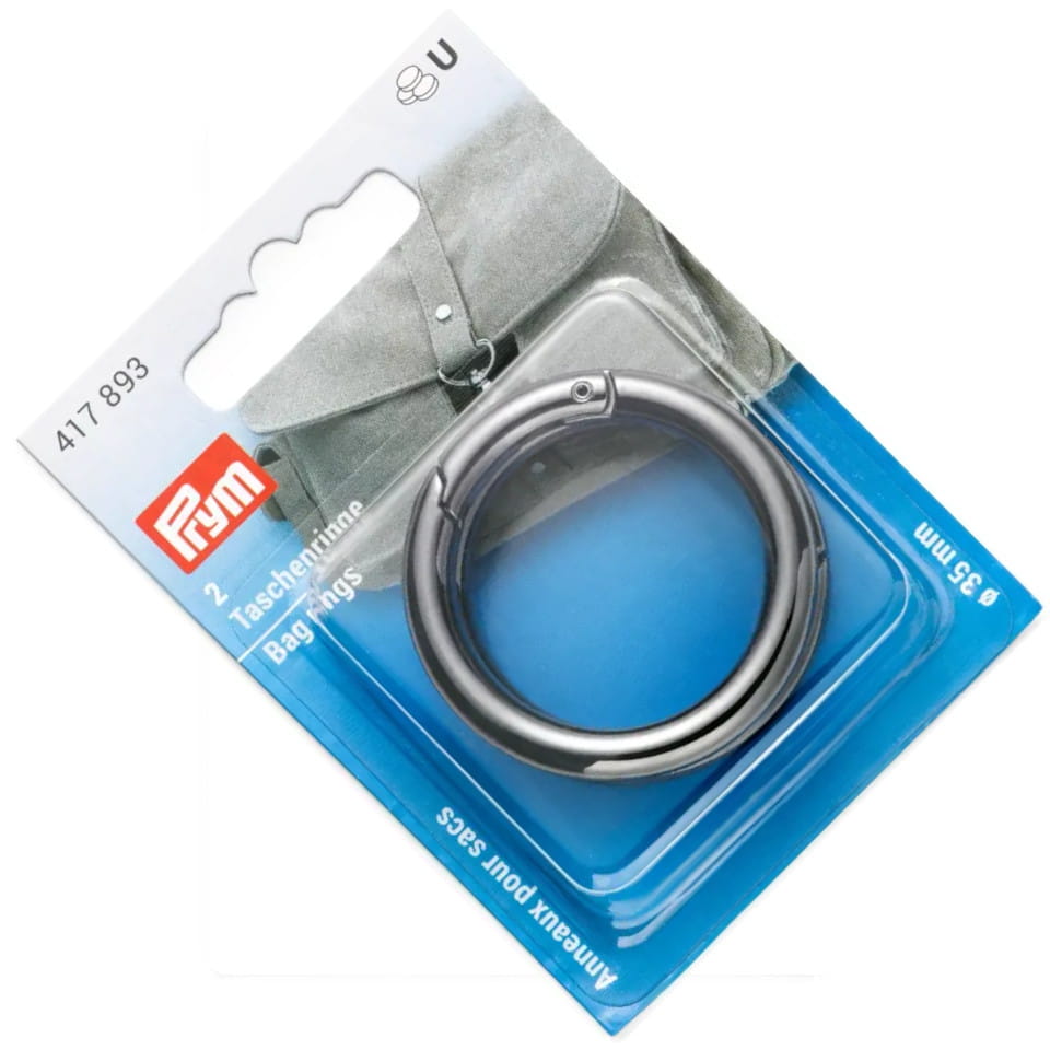 Pierścienie do torebek 35mm grafitowe 2szt PRYM 417893 .
