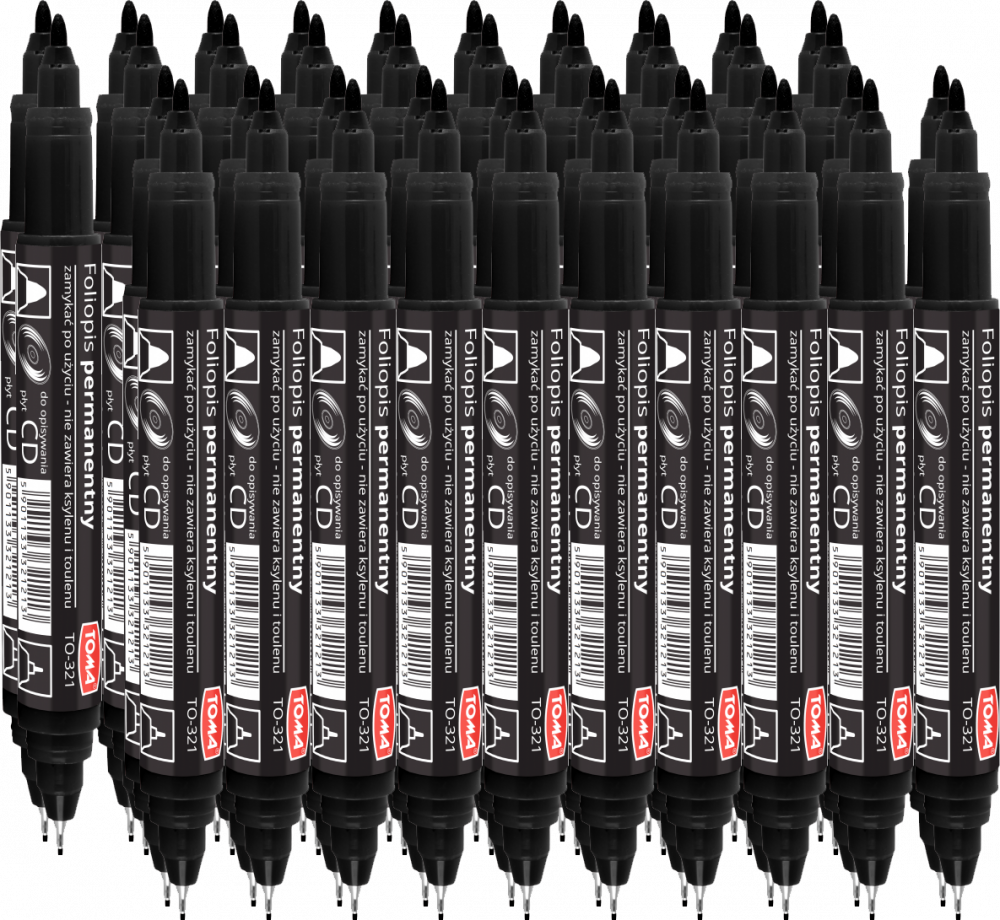 40x Marker dwustronny do płyt CD i DVD Toma TO-321, okrągła, 0.5mm/1.0mm, czarny