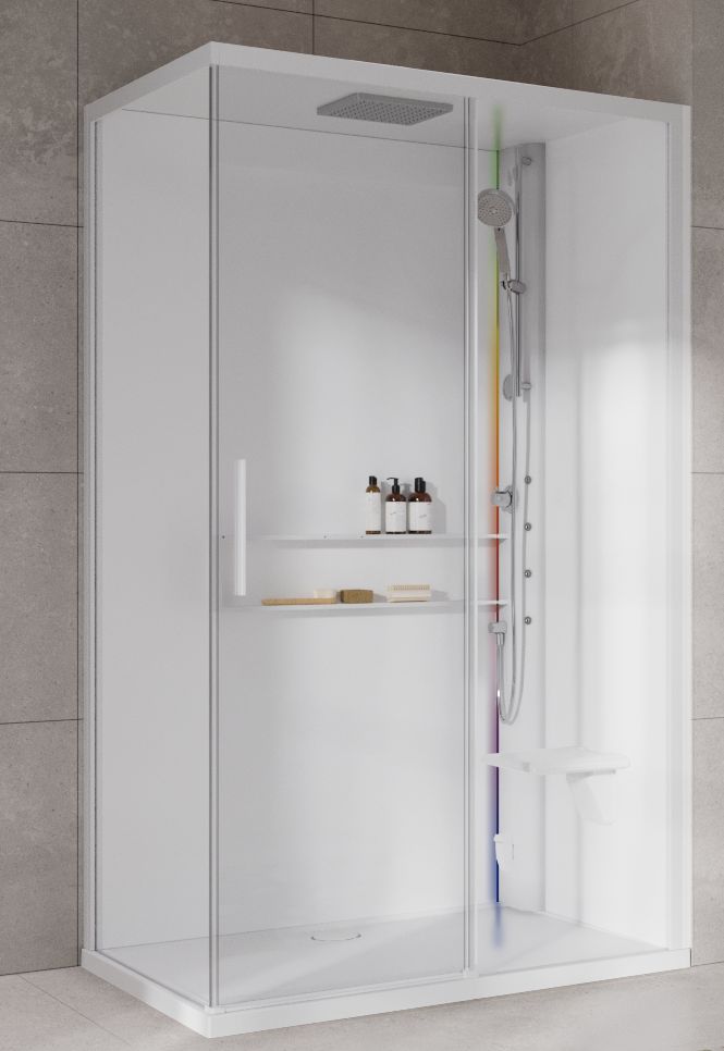 Novellini Glax 2 2.0 2P kabina z hydromasażem 120x90 cm parowa z brodzikiem prawa total biała G222P299DM5-1UU