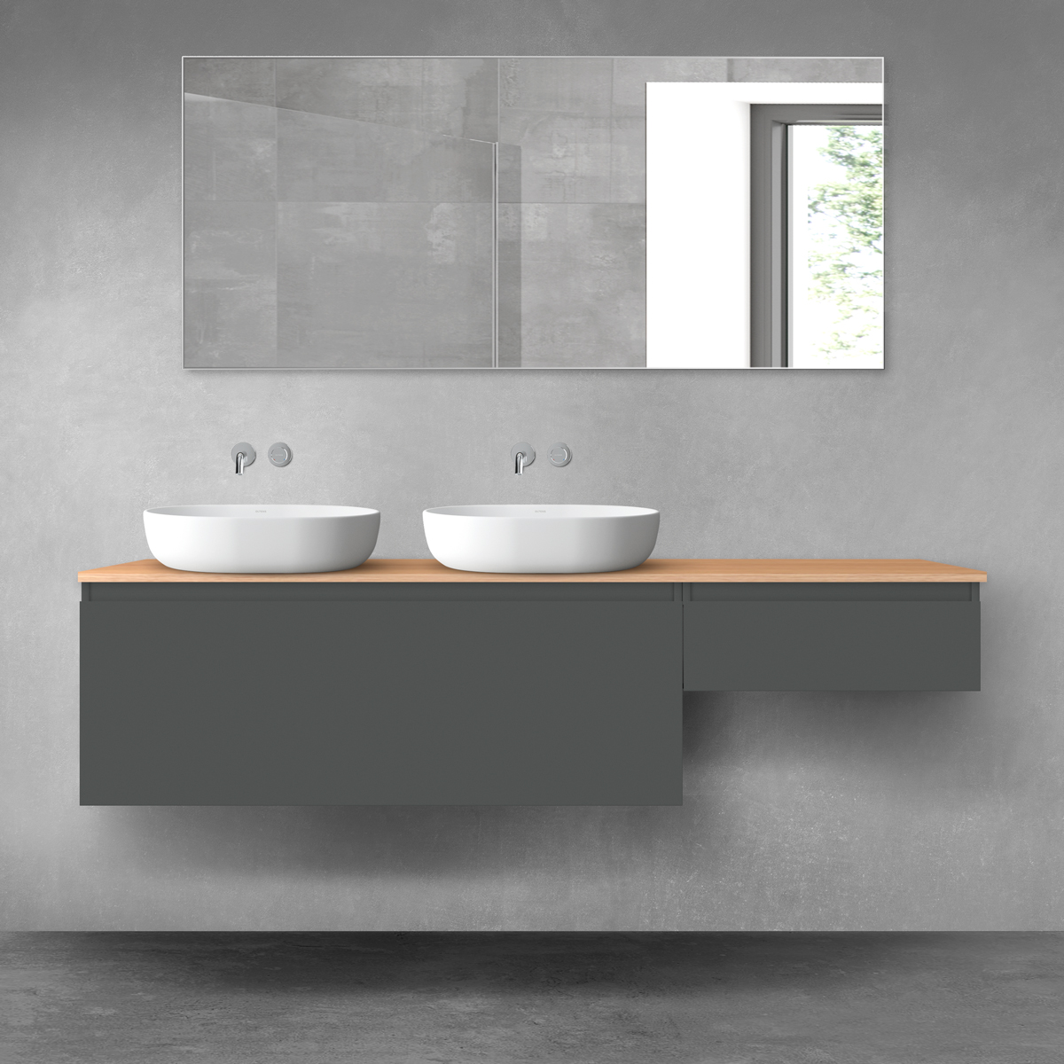 Oltens Vernal zestaw mebli łazienkowych 180 cm z blatem grafit mat/dąb 68602400 - Wysyłka w 24h