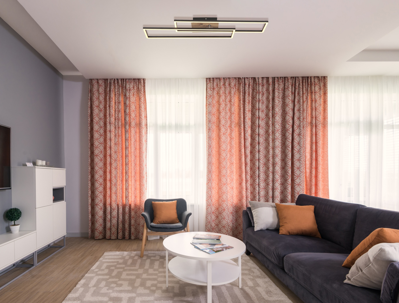 Globo Lighting Dakari lampa podsufitowa 1x30 W czarna-drewno 67208-30