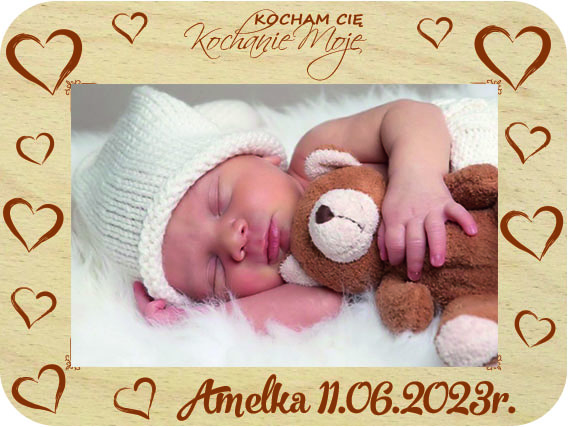 Pamiątka Chrztu Świętego prezent dla Chrzestnych podziękowanie ramka na zdjęcie Chrzest Święty, drewniana kartka z życzeniami IMIĘ grawer