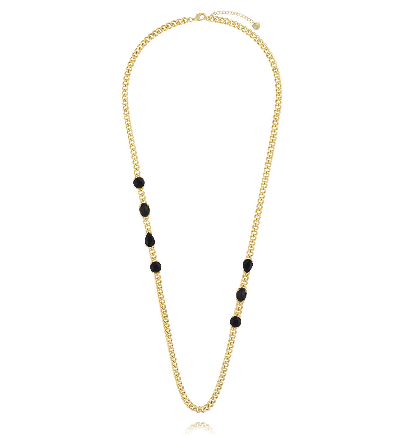 Naszyjnik łańcuch z czarnymi kryształkami - By Dziubeka