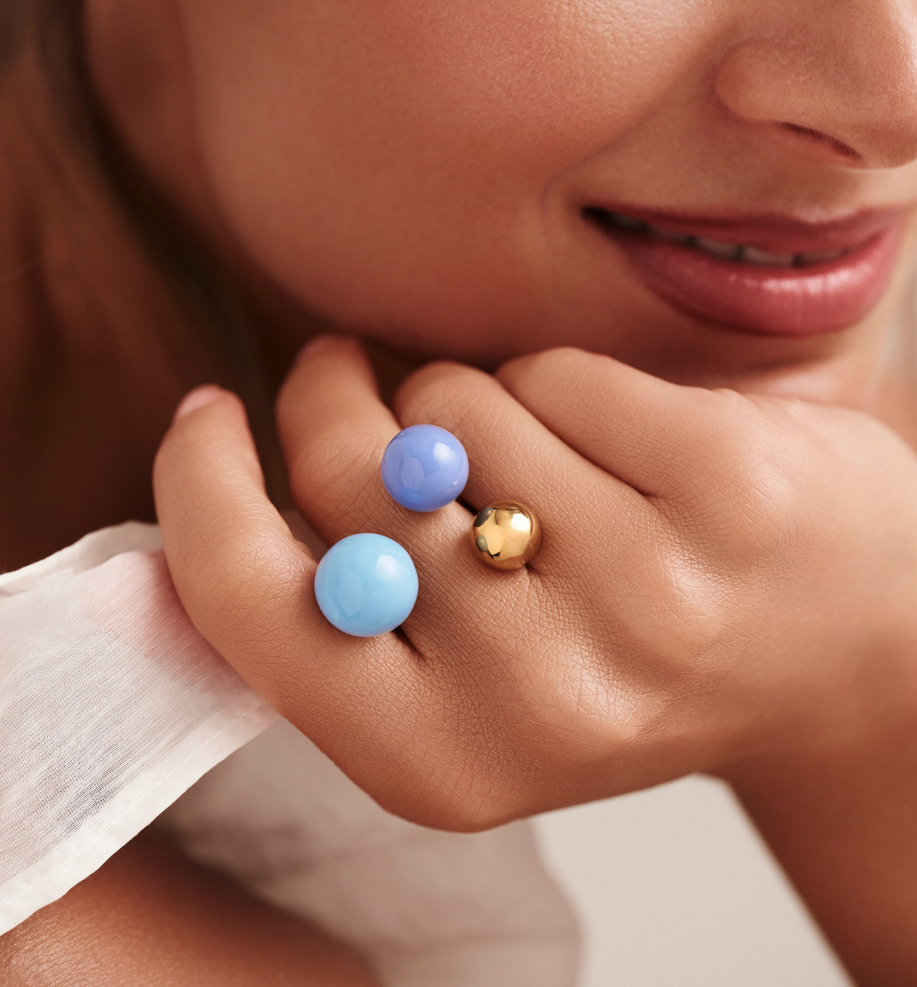 Pierścionek z kulkami emaliowany - By Dziubeka