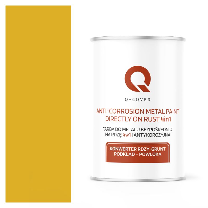 Farba do Metalu Prosto na Rdzę 4w1 Q-Cover Żółty cytrynowy RAL1012 Wysoki Połysk 1L