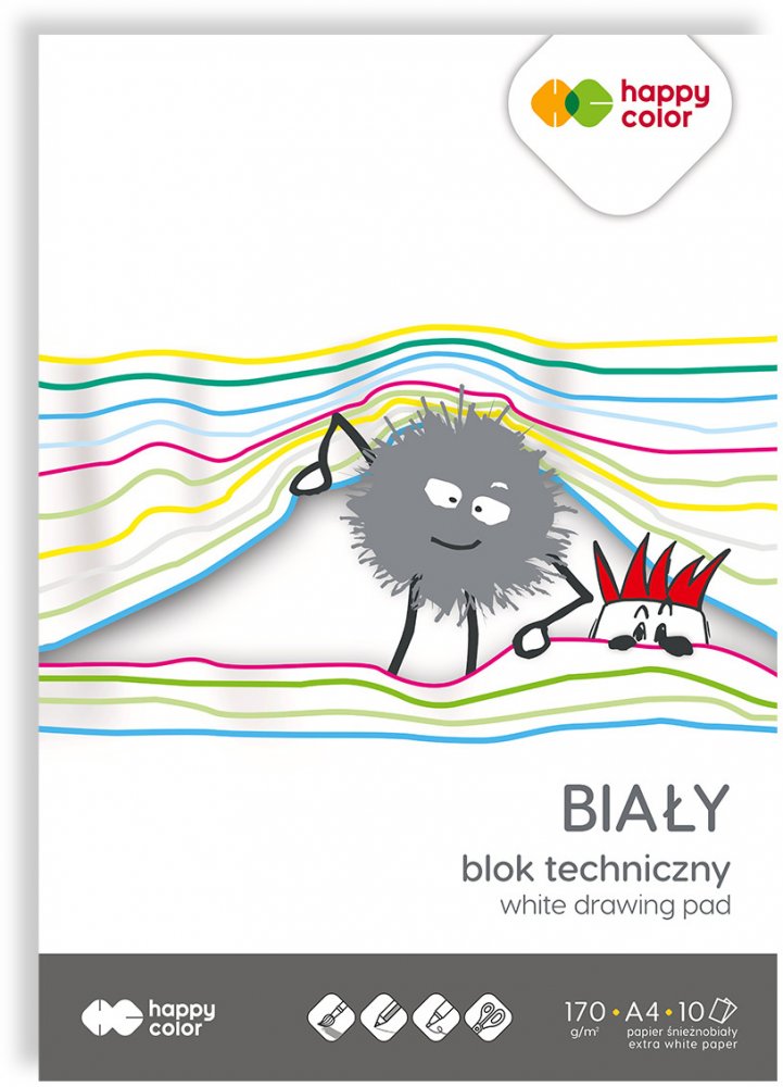 Blok techniczny Happy Color, A4, 10 kartek, biały