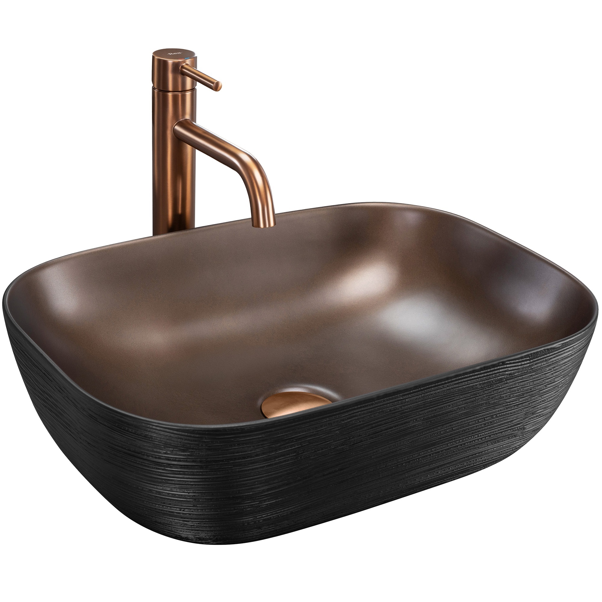 Darmowa Dostawa - Umywalka 46.5x33.5 cm prostokątna nablatowa czarna Rea Belinda Cooper REAU6384